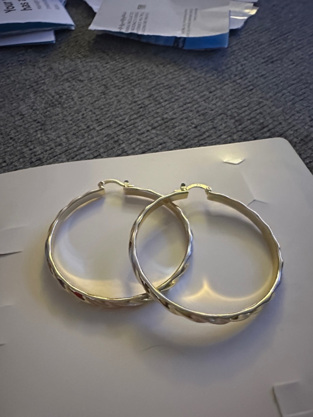 Gold filled  Textured Hoop Earrings for Women - Classic Everyday Jewelry